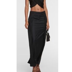 Aya Muse Black Wool Midi Length Skirt